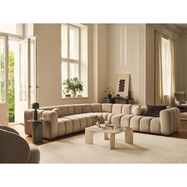 Bež kutna garnitura od šenila Lupine – Micadoni -image-1