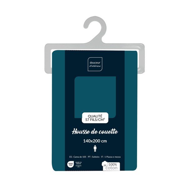 Petrolej zelena pamučna navlaka za poplun za krevet za jednu osobu 140x200 cm Lina – douceur d'intérieur-image-2