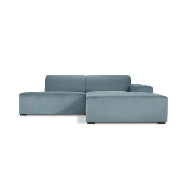 Svijetloplava baršunasta kutna sofa Cosmopolitan Design Hobart, desni kut