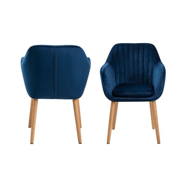 Tamno plava podstavljena blagovaonska stolica s naslonima za ruke Emilia – Actona-image-4