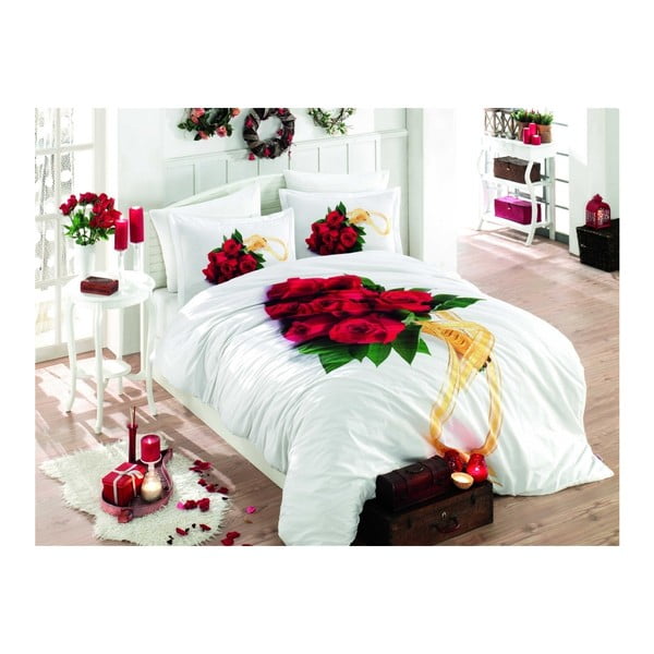 Posteljina s pamučnim poplin plahtama za bračni krevet Rosemary, 200 x 220 cm