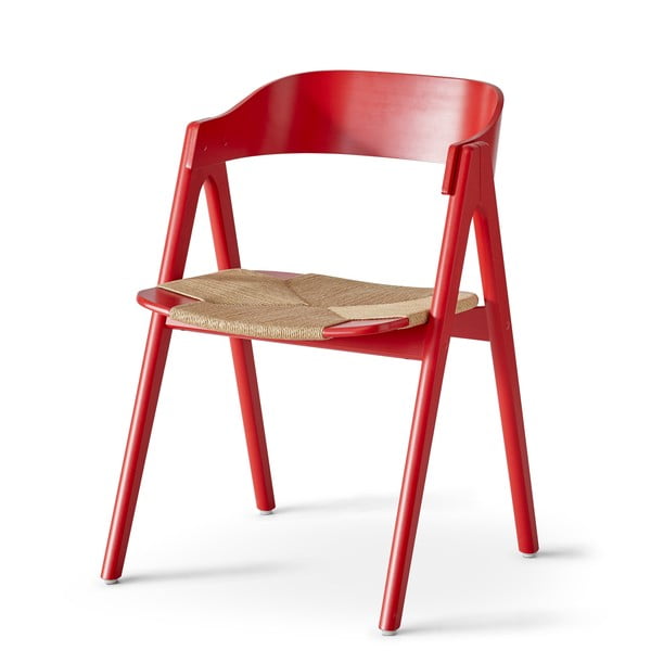 Crvena blagovaonska stolica od bukovog drveta sa sjedištem od ratana Findahl by Hammel Mette