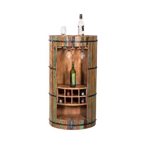 Vitrina za vino od recikliranog drva u prirodnoj boji broj boca 8 kom, 60x115 cm Kaveri – Interia Home & Living-image-2