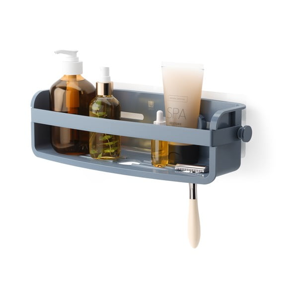 Plava kupaonska polica od reciklirane plastike s postavljanjem bez bušenja Flex – Umbra