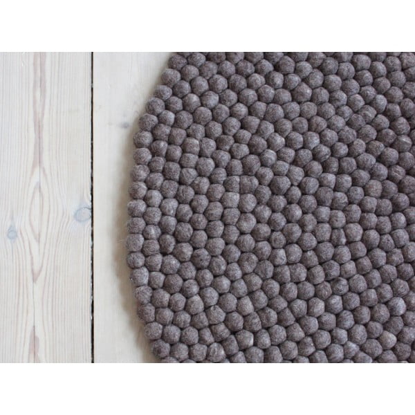 Smeđi tepih od vunenih pompona Wooldot Ball Rugs, ⌀ 200 cm