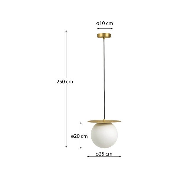 Bijela/u zlatnoj boji metalna viseća svjetiljka sa staklenim sjenilom ø 25 cm Brisia – Kave Home-image-4