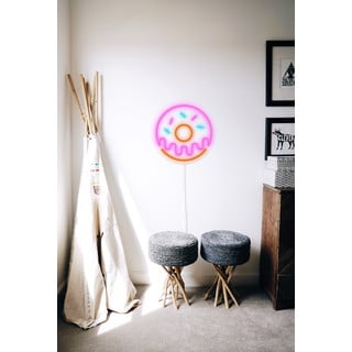 Ružičasti zidni svjetleći ukras Candy Shock Donut, ø 40 cm