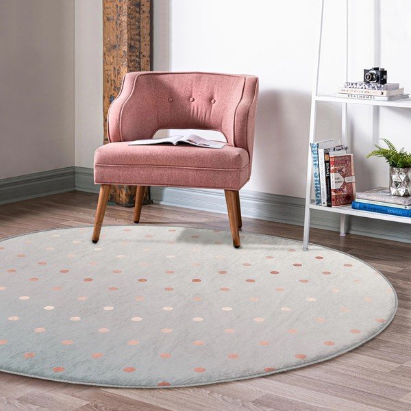 Sivi/u bakrenoj boji periv/pogodan za robotski usisavač okrugli tepih ø 120 cm Comfort – Mila Home-image-1