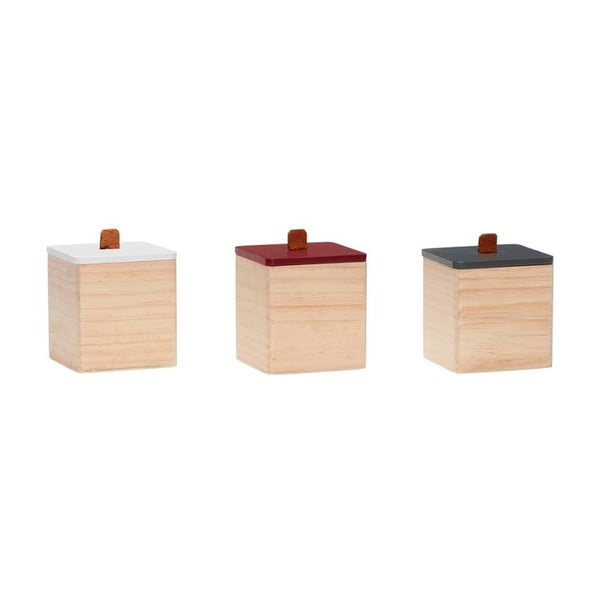Set od 3 kutije od borovine s kožnim detaljima Hübsch Vilane