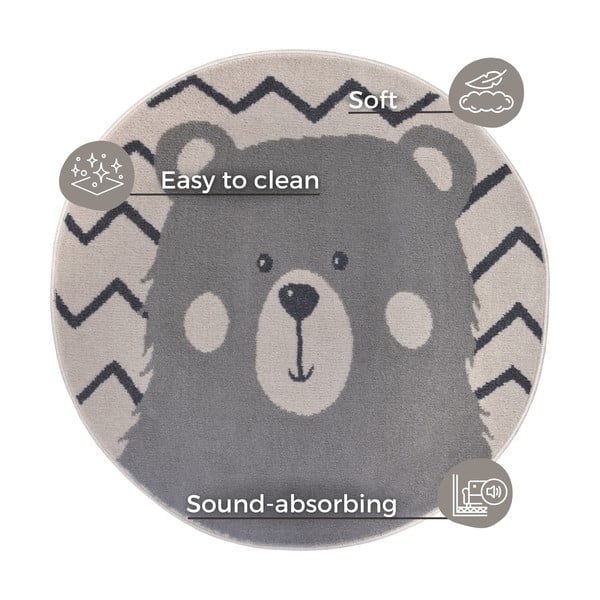 Sivi dječji tepih ø 140 cm Bear – Hanse Home-image-4