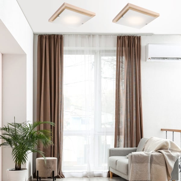 Smeđa/u prirodnoj boji stropna svjetiljka 30x30 cm Pedro – LAMKUR-image-1