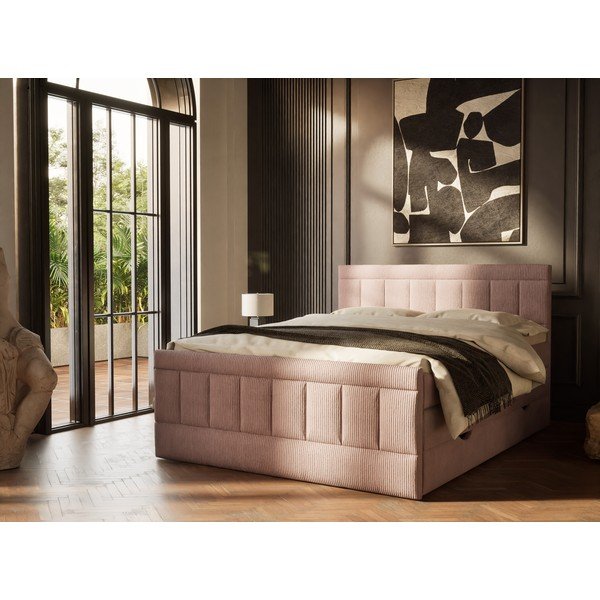 Ljubičasti boxspring krevet s prostorom za odlaganje 160x200 cm Caya – Maison de Rêve-image-1