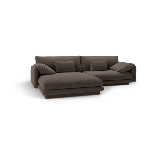 Smeđa baršunasti kutna garnitura (s lijevim kutom/s ležaljkom) Torino – Micadoni -image-2