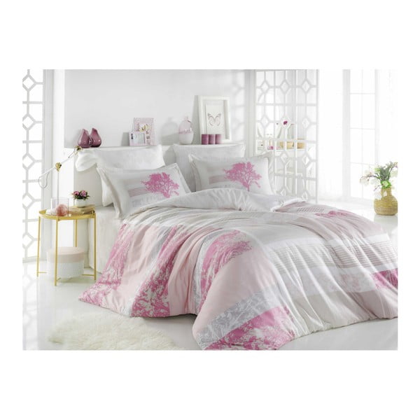 Posteljina s pamučnim satenom za bračni krevet Garden Rose, 200 x 220 cm