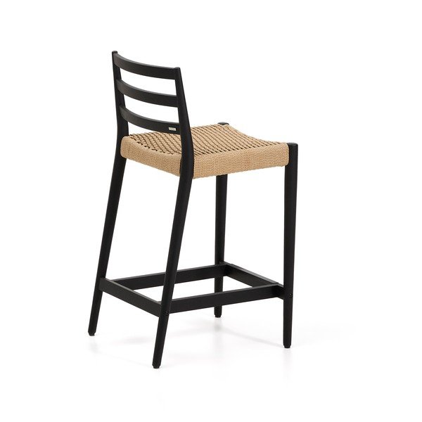 Crna/u prirodnoj boji barska stolica od punog hrasta (visine sjedala 65 cm) Analy – Kave Home-image-3