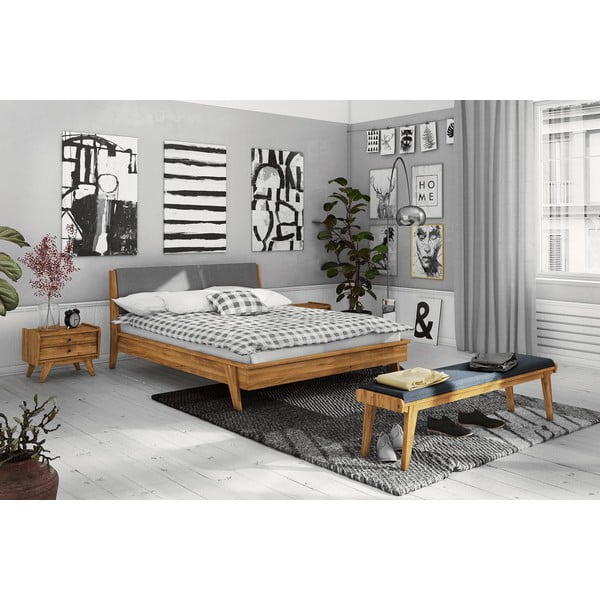 Klupa od hrastovog drveta sa plavim sjedištem Retro - The Beds-image-1