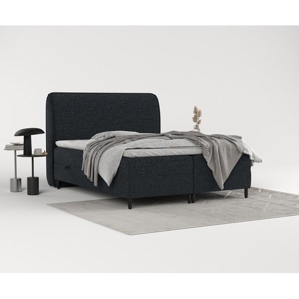Crni boxspring krevet s prostorom za pohranu 180x200 cm Melba – Maison de Rêve-image-4