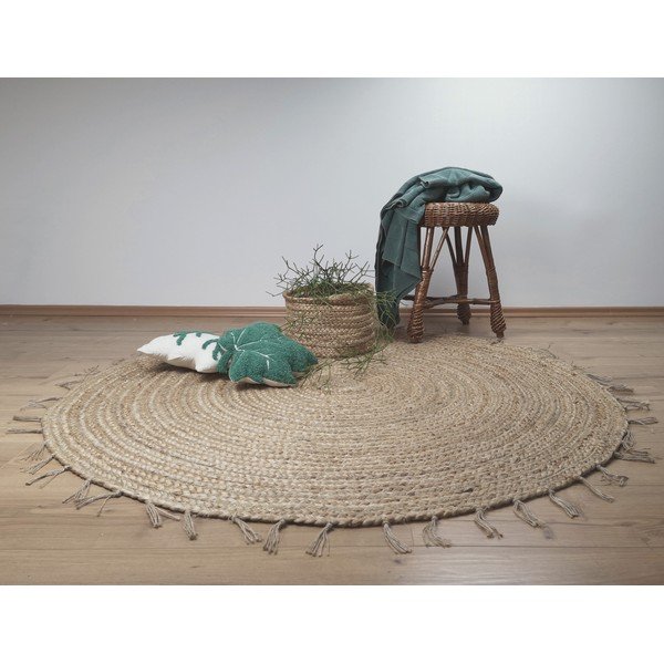 Smeđi ručno izrađeni tepih Nattiot Abha, ø 140 cm-image-1