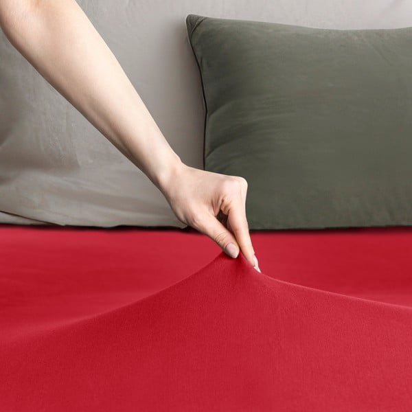 Crvena plahta s gumom od jeseya 180x200 cm Amber – Restilo-image-1