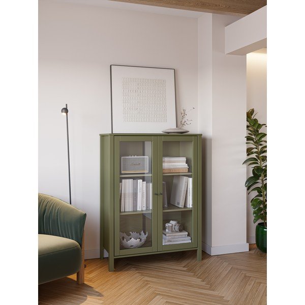 Zelena vitrina od masivnog bora 90x120x40 cm Alessandra – Marckeric-image-1