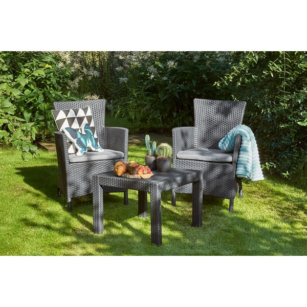 Antracitno siva vrtna garnitura od umjetnog ratana za 2 osobe Rosario – Keter-image-2