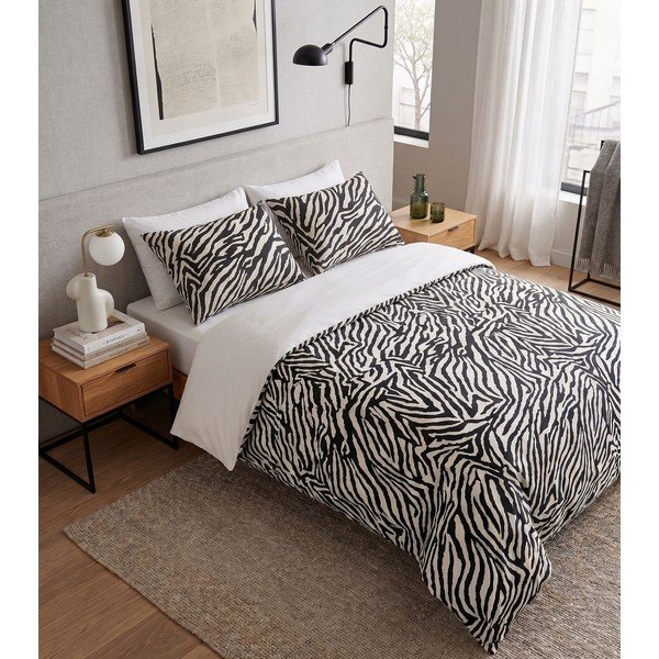 Crna posteljina za bračni krevet 200x200 cm Zebra – Mijolnir-image-1