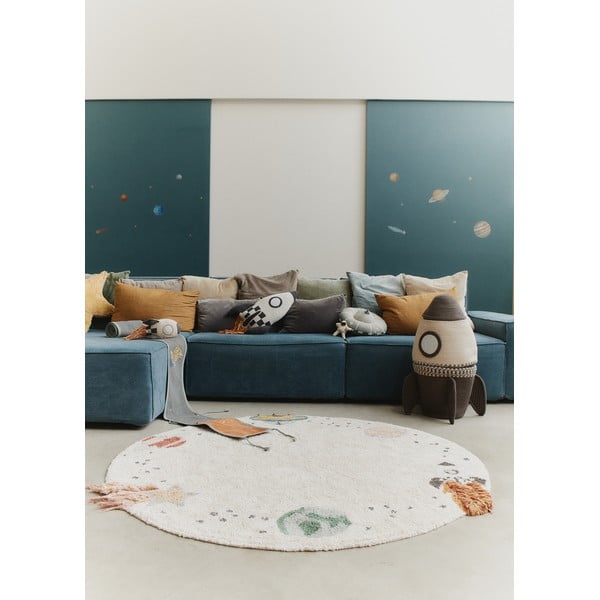 Krem periv/ručno rađen pamučan dječji tepih za igru ø140 cm Interstellar Journey – Lorena Canals-image-1