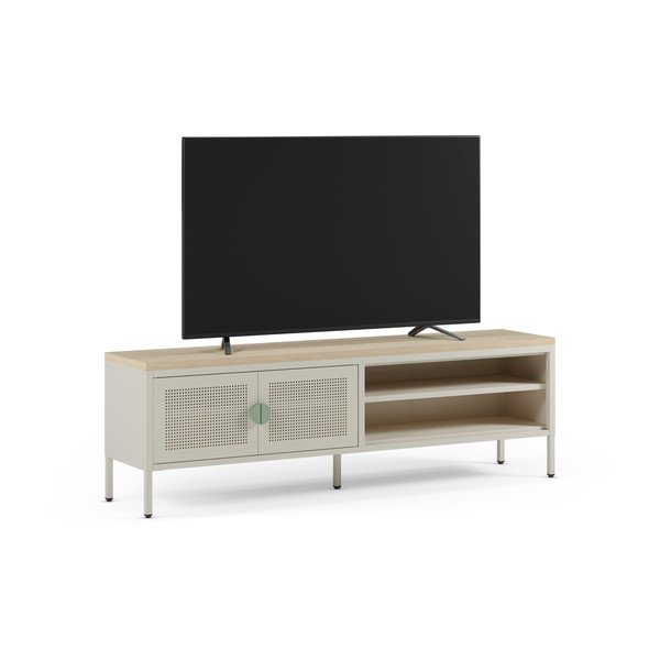 Krem/u prirodnoj boji metalna TV komoda 160x50x35 cm Sayla – Marckeric-image-2
