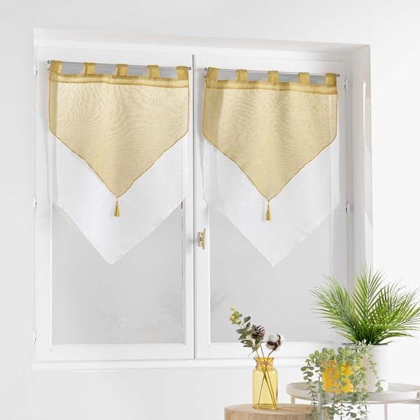 Žute/bijele prozirne zavjese u setu 2 kom 60x90 cm Duetto – douceur d'intérieur-image-2
