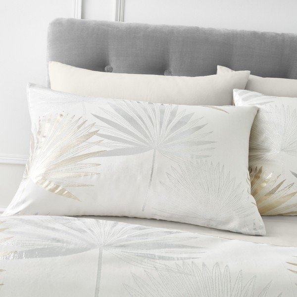 Krem posteljina za bračni krevet 200x200 cm Luxe Palm – Catherine Lansfield-image-1
