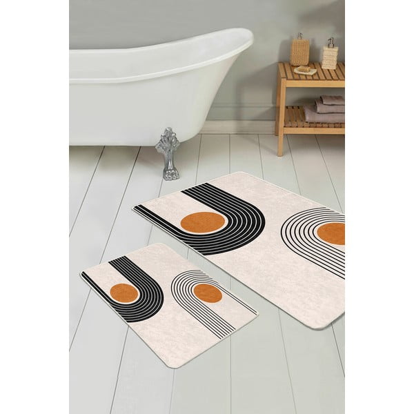 Bež od samta kupaonske prostirke u setu 2 kom 60x100 cm Dot Arch – Mila Home-image-3