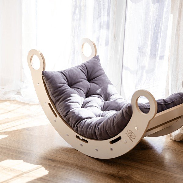 Ružičasta/u prirodnoj boji ljuljačka od masivnog bora 39x75x38 cm Montessori – Meowbaby-image-2