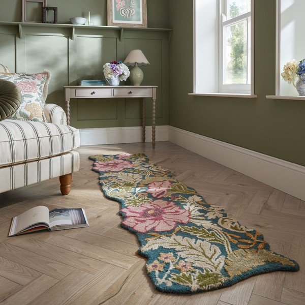 Ručno rađena vunena staza 60x230 cm Daphne Shaped Floral – Flair Rugs-image-1