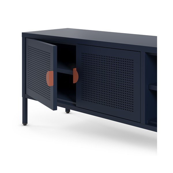 Tamno plava metalna TV komoda 160x50x35 cm Sayla – Marckeric-image-4