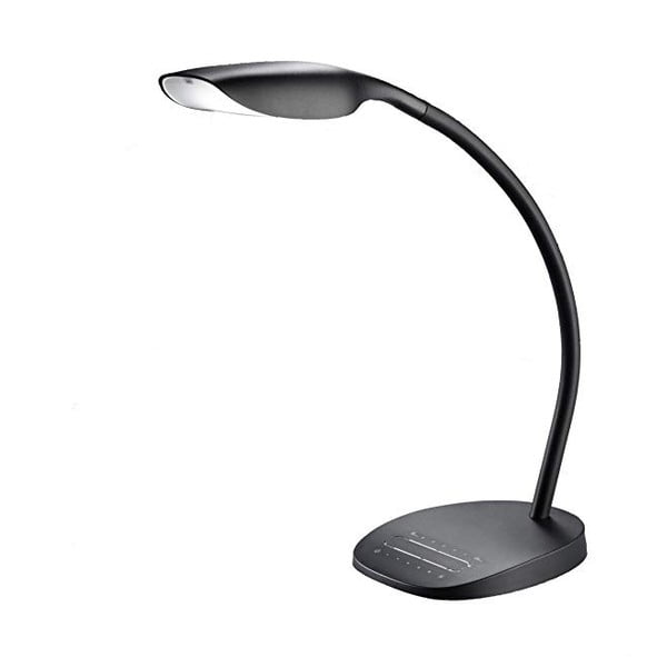 Crna LED stolna lampa Trio Swan, visina 48 cm