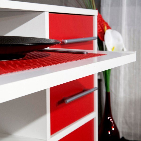 Crveno-bijeli mobilni kuhinjski prostor za pohranu s TemaHome Marius policama-image-1