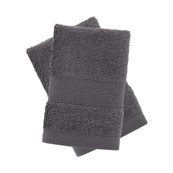 Tamno sivi pamučni ručnici u setu 2 kom od frotira 30x30 cm Anti-Bacterial – Catherine Lansfield