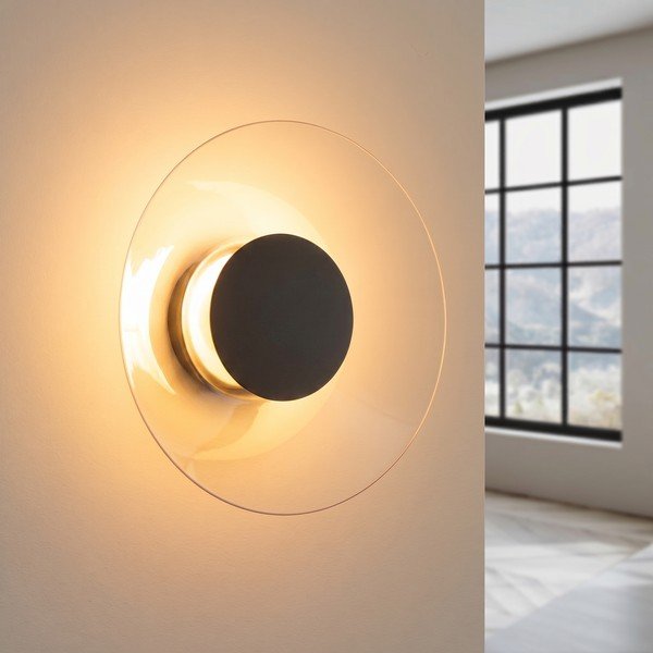 Crna LED zidna lampa 
od akrilnog stakla
 ø 28 cm ASTRO – Thoro-image-1
