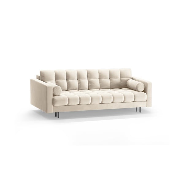 Krem baršunasti sklopiva/s prostorom za odlaganje sofa 222 cm Bali – Cosmopolitan Design-image-3