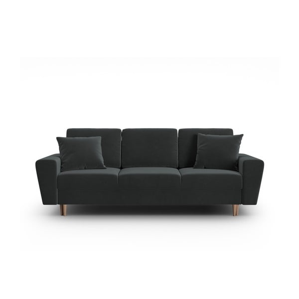 Tamno siva baršunasti sklopiva/s prostorom za odlaganje sofa 235 cm Kyoto – Cosmopolitan Design
