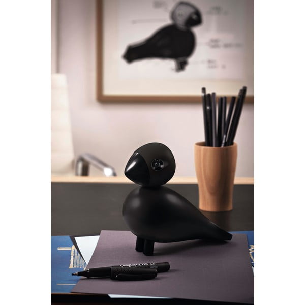 Crni kipić od punog bukovog drveta Kay Bojesen Denmark Songbird Ravn-image-1