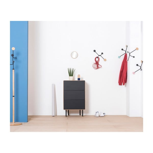 Crna/u prirodnoj boji visoka komoda od punog hrasta 60x100 cm Fina – Gazzda-image-2