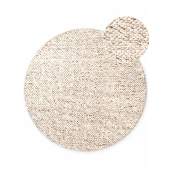 Bež/u prirodnoj boji ručno rađen vunen okrugao tepih ø 160 cm Lyon Beans – Elle Decoration