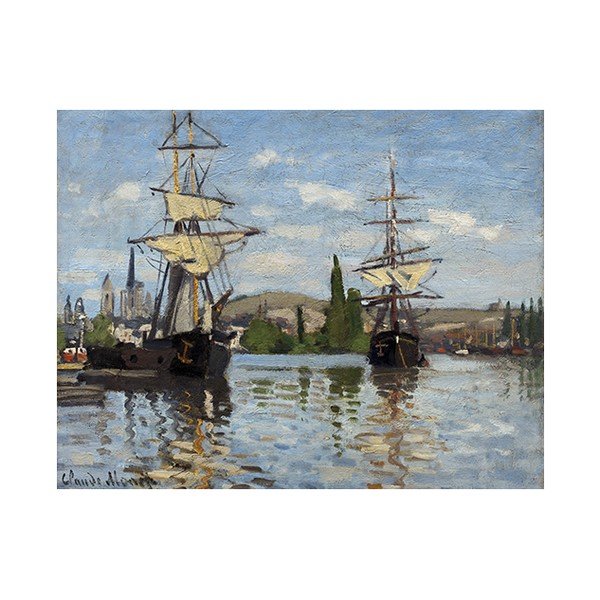 Slika Claudea Moneta - Brodovi na Seini u Rouenu, 50x40 cm