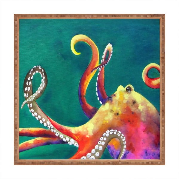 Drveni ukrasni pladanj za posluživanje Hobotnica, 40 x 40 cm