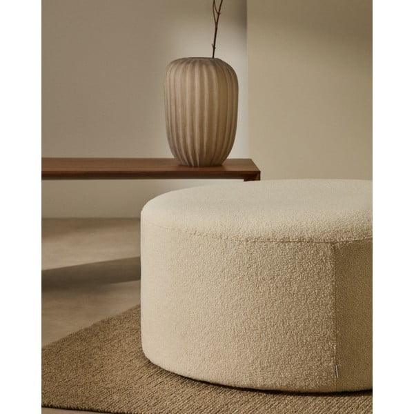 Krem tabure od bouclé tkanine Kaeli – Kave Home-image-1
