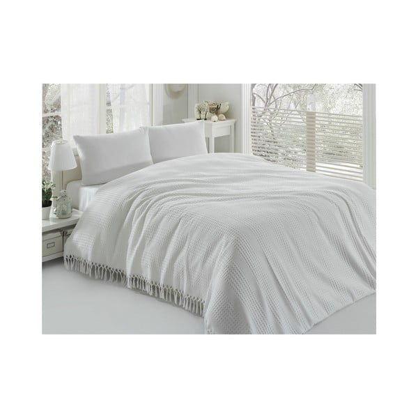 Bijeli lagani pamučni prekrivač za krevet Pique, 220 x 240 cm-image-1
