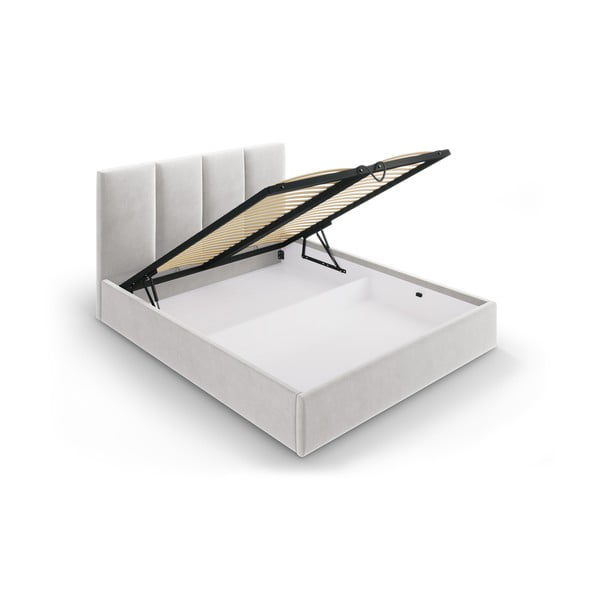 Svijetlo sivi bračni krevet od baršuna Mazzini Kreveti Juniper, 140 x 200 cm-image-3
