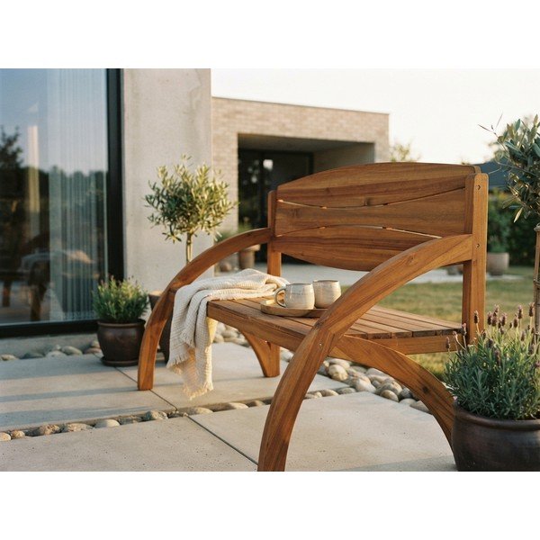 Smeđa vrtna klupa od masivnog drveta Hadia – Garden Pleasure-image-2