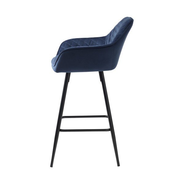 Plava baršunasta barska stolica (visine sjedala 67 cm) Milton – Unique Furniture-image-2